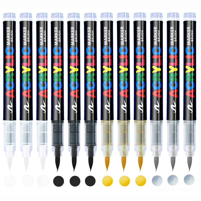 Copic Marker Classic - 3 個アクリル白マーカーブラシペン黒ペイントアートマーカー岩絵石セラミックガラス木材タイヤ生地金属キャンバス