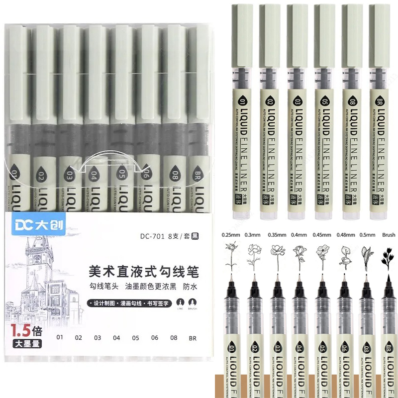 12本入り ブラックペン 極細スケッチマーカー 異なるペン先 - Correction Pen Fine のレビューと価格