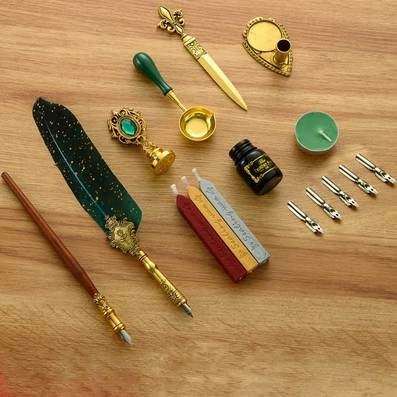 クラシックな書道フェザーペン,ワックスやインクスタンプのセッ - Wax Seal Stamp Set のレビューと価格