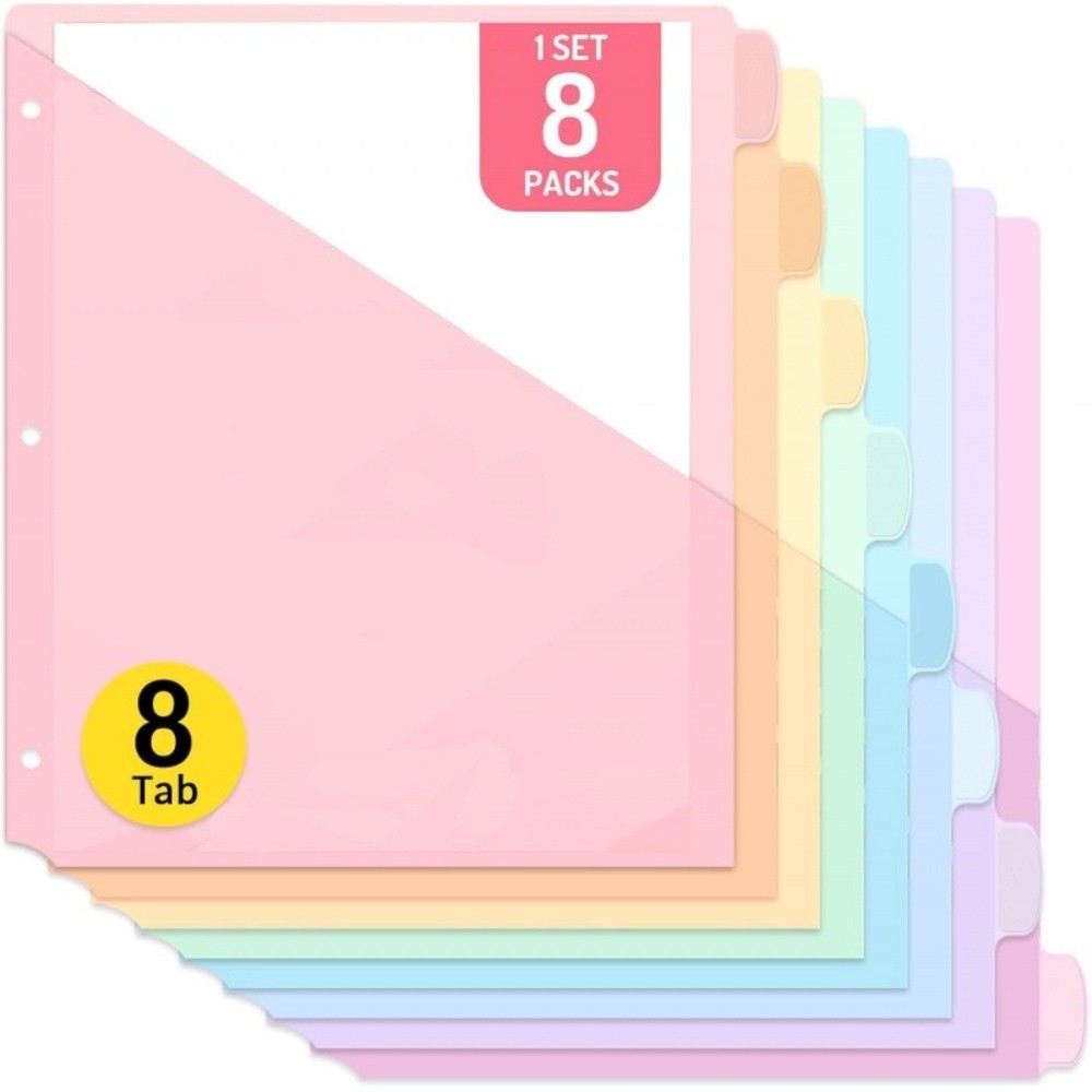 A4パステルバインダーディバイダー8枚、3リングバインダー用 - Tab Divider A4 のレビューと価格
