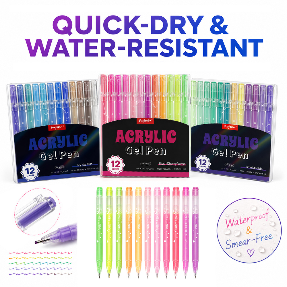 12色アクリルゲルペンセット 0.8mm細字 3パステルカラ - Correction Pen Fine のレビューと価格