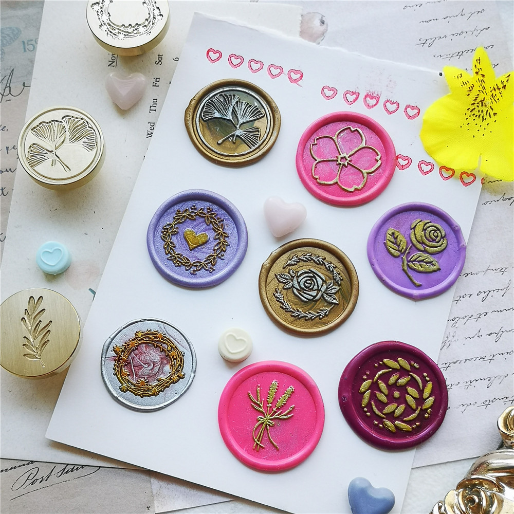 フラワーワックスシールスタンプヘッド、プラントリーフ、ガーラ - Wax Seal Stamp Set のレビューと価格