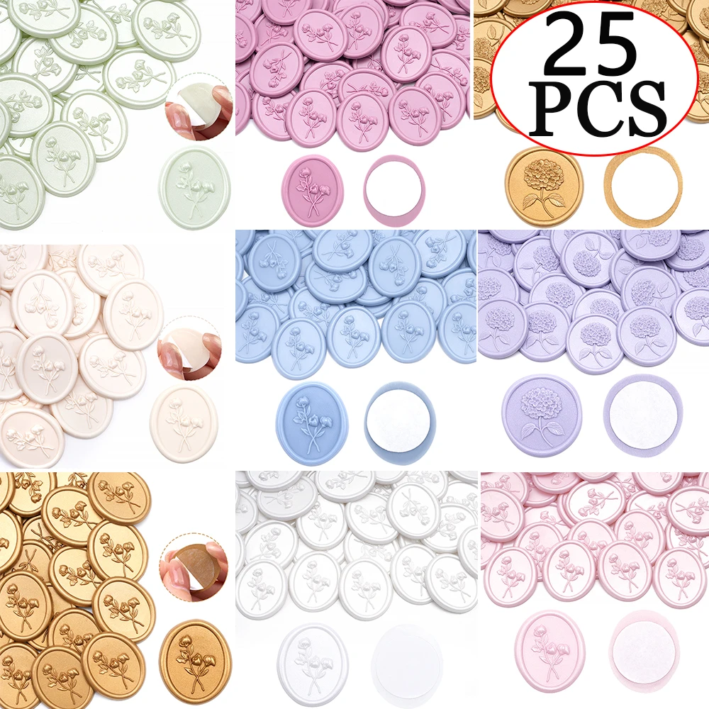 25枚/セット 3D花柄ワックスシールステッカー - エレガ - Wax Seal Stamp Set のレビューと価格